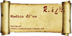 Radics Éva névjegykártya